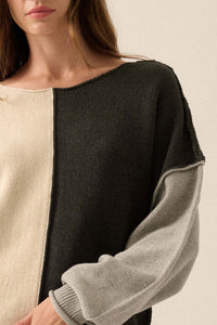 Color Scheme Colorblock Knit Boatneck Sweater - ShopPromesa