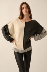 Color Scheme Colorblock Knit Boatneck Sweater - ShopPromesa