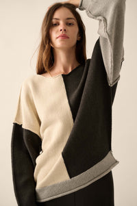 Color Scheme Colorblock Knit Boatneck Sweater - ShopPromesa