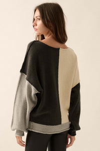 Color Scheme Colorblock Knit Boatneck Sweater - ShopPromesa