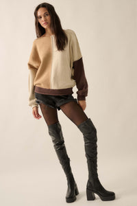 Color Scheme Colorblock Knit Boatneck Sweater - ShopPromesa