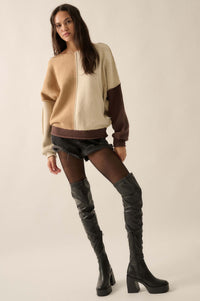 Color Scheme Colorblock Knit Boatneck Sweater - ShopPromesa