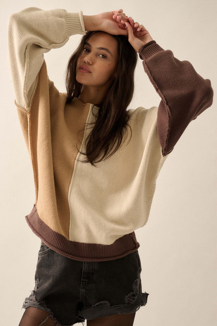 Color Scheme Colorblock Knit Boatneck Sweater - ShopPromesa