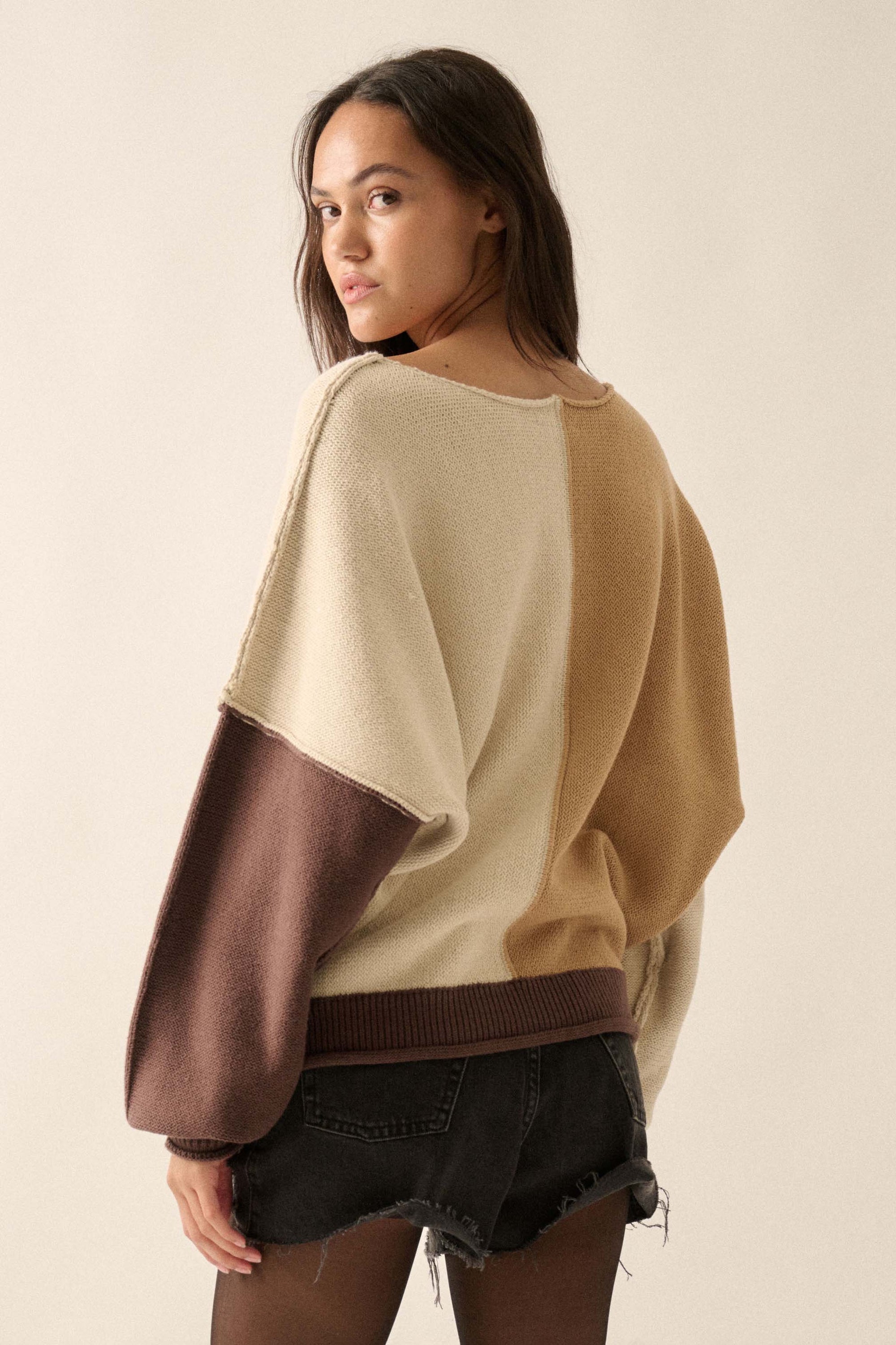 Color Scheme Colorblock Knit Boatneck Sweater - ShopPromesa