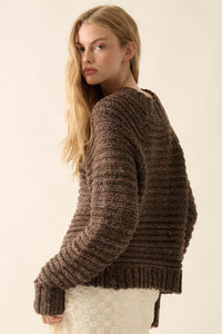 Get Comfy Chunky Horizontal Rib-Knit Sweater - ShopPromesa