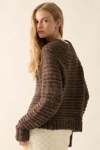 Get Comfy Chunky Horizontal Rib-Knit Sweater - ShopPromesa