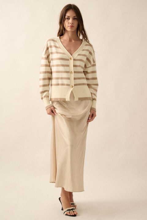 Taking Notes Striped Button-Front Cardigan - ShopPromesa