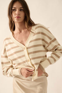 Taking Notes Striped Button-Front Cardigan - ShopPromesa