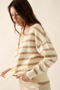 Taking Notes Striped Button-Front Cardigan - ShopPromesa