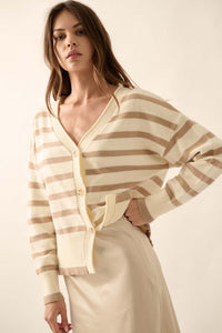 Taking Notes Striped Button-Front Cardigan - ShopPromesa