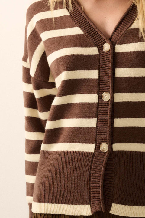 Taking Notes Striped Button-Front Cardigan - ShopPromesa