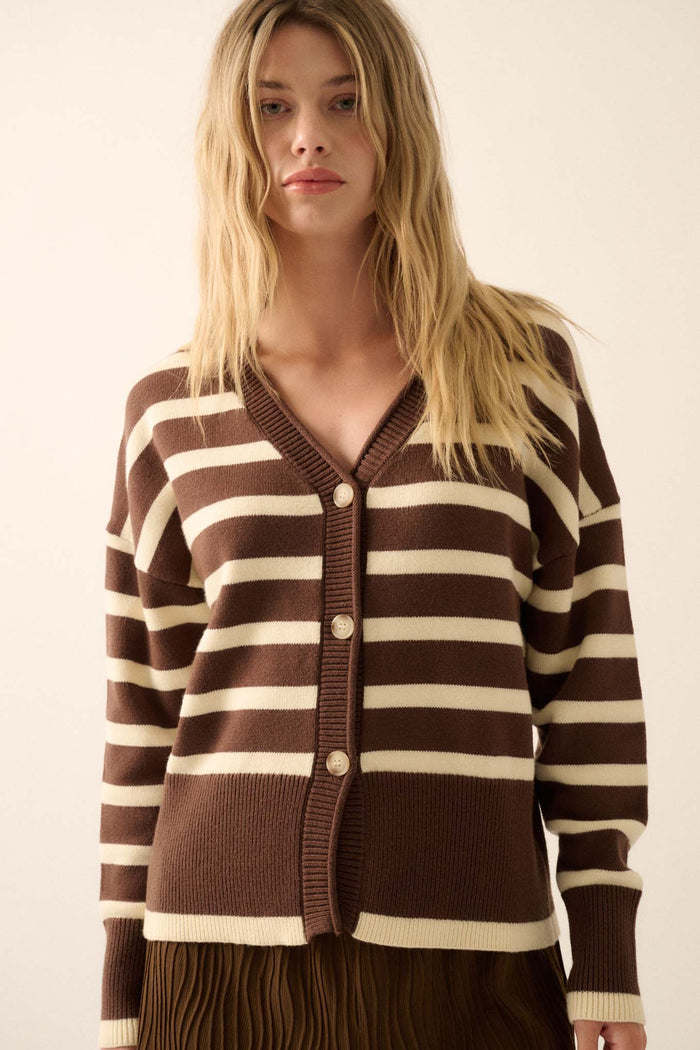 Taking Notes Striped Button-Front Cardigan - ShopPromesa