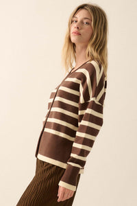 Taking Notes Striped Button-Front Cardigan - ShopPromesa