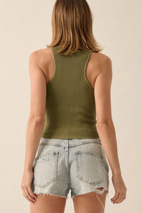 Shaper Fit Crewneck Rib-Knit Racerback Tank Top - ShopPromesa