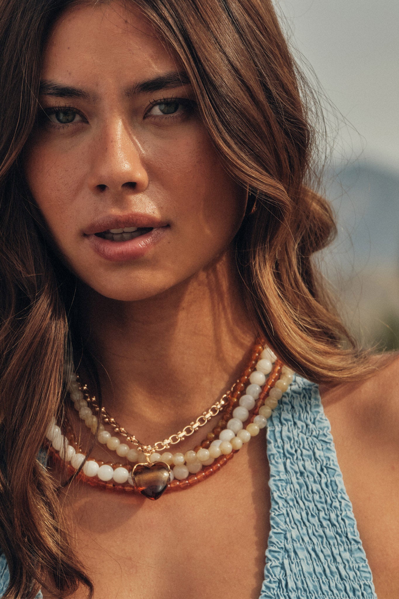 Carmelita Amber Heart Gold Chain Necklace - ShopPromesa