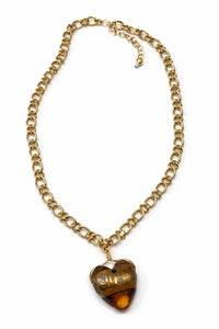 Carmelita Amber Heart Gold Chain Necklace - ShopPromesa