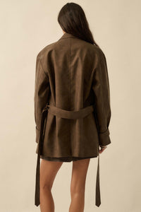 Case Closed Vegan Leather Cropped Trench Coat - ShopPromesa
