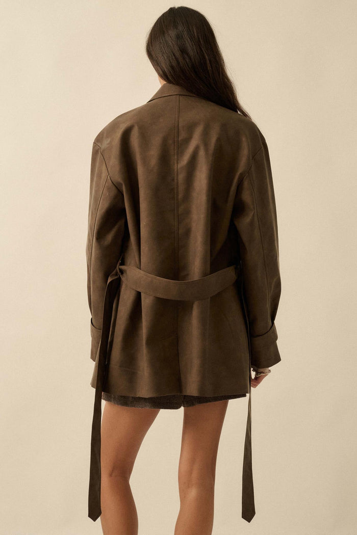 Case Closed Vegan Leather Cropped Trench Coat - ShopPromesa