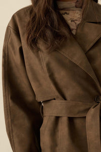 Case Closed Vegan Leather Cropped Trench Coat - ShopPromesa