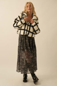 Outside the Box Check-Print Sherpa Fleece Jacket - ShopPromesa