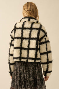 Outside the Box Check-Print Sherpa Fleece Jacket - ShopPromesa