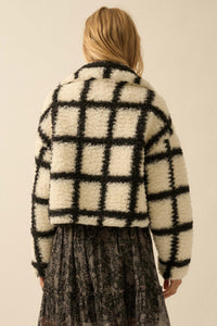 Outside the Box Check-Print Sherpa Fleece Jacket - ShopPromesa