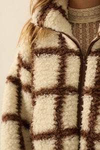 Outside the Box Check-Print Sherpa Fleece Jacket - ShopPromesa