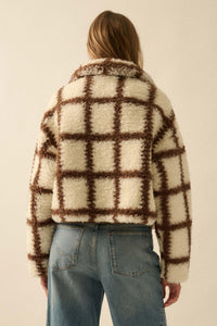 Outside the Box Check-Print Sherpa Fleece Jacket - ShopPromesa