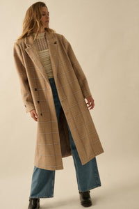 Checking In Plaid Double-Breasted Overcoat - ShopPromesa