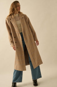 Checking In Plaid Double-Breasted Overcoat - ShopPromesa