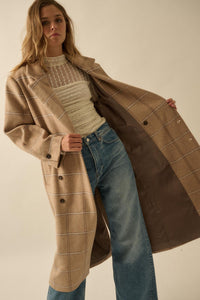 Checking In Plaid Double-Breasted Overcoat - ShopPromesa