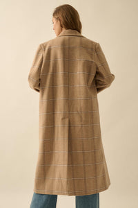 Checking In Plaid Double-Breasted Overcoat - ShopPromesa