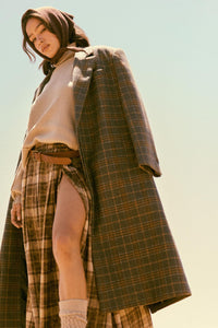 Check Please Double-Breasted Plaid Overcoat - ShopPromesa