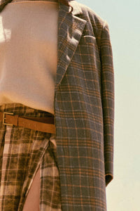 Check Please Double-Breasted Plaid Overcoat - ShopPromesa