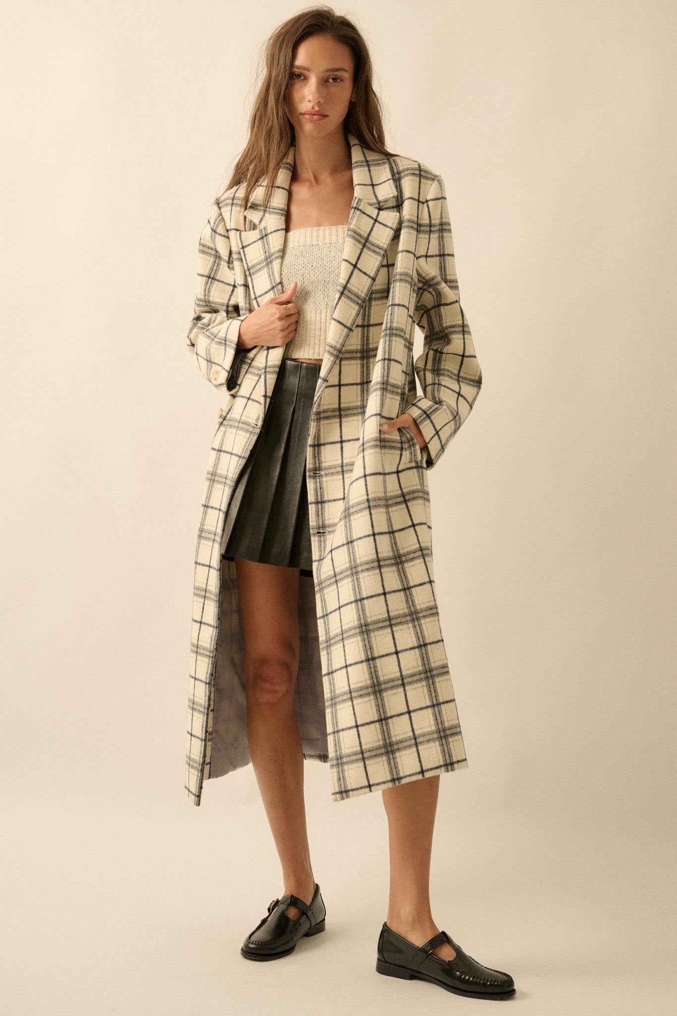 Checked Out Plaid Double-Breasted Overcoat - ShopPromesa