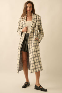Checked Out Plaid Double-Breasted Overcoat - ShopPromesa