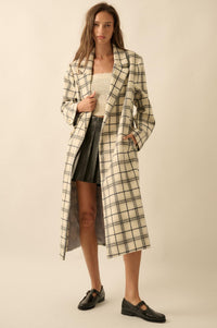 Checked Out Plaid Double-Breasted Overcoat - ShopPromesa