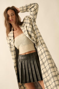 Checked Out Plaid Double-Breasted Overcoat - ShopPromesa