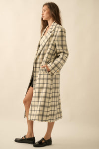 Checked Out Plaid Double-Breasted Overcoat - ShopPromesa