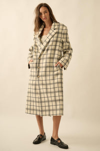 Checked Out Plaid Double-Breasted Overcoat - ShopPromesa
