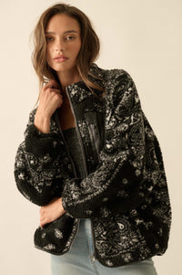 Chasing Dreams Paisley-Print Fleece Zip-Up Jacket - ShopPromesa