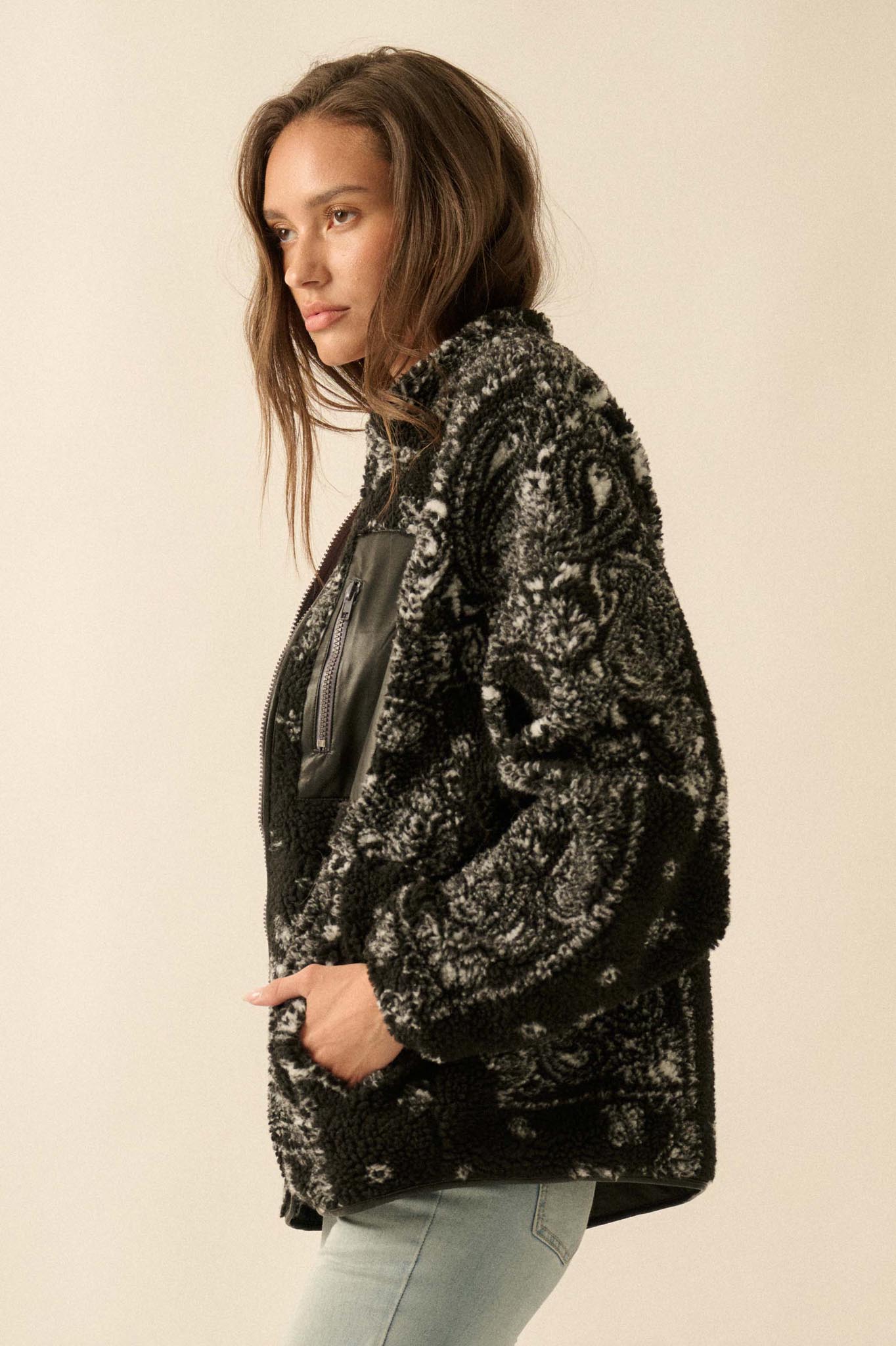 Chasing Dreams Paisley-Print Fleece Zip-Up Jacket - ShopPromesa