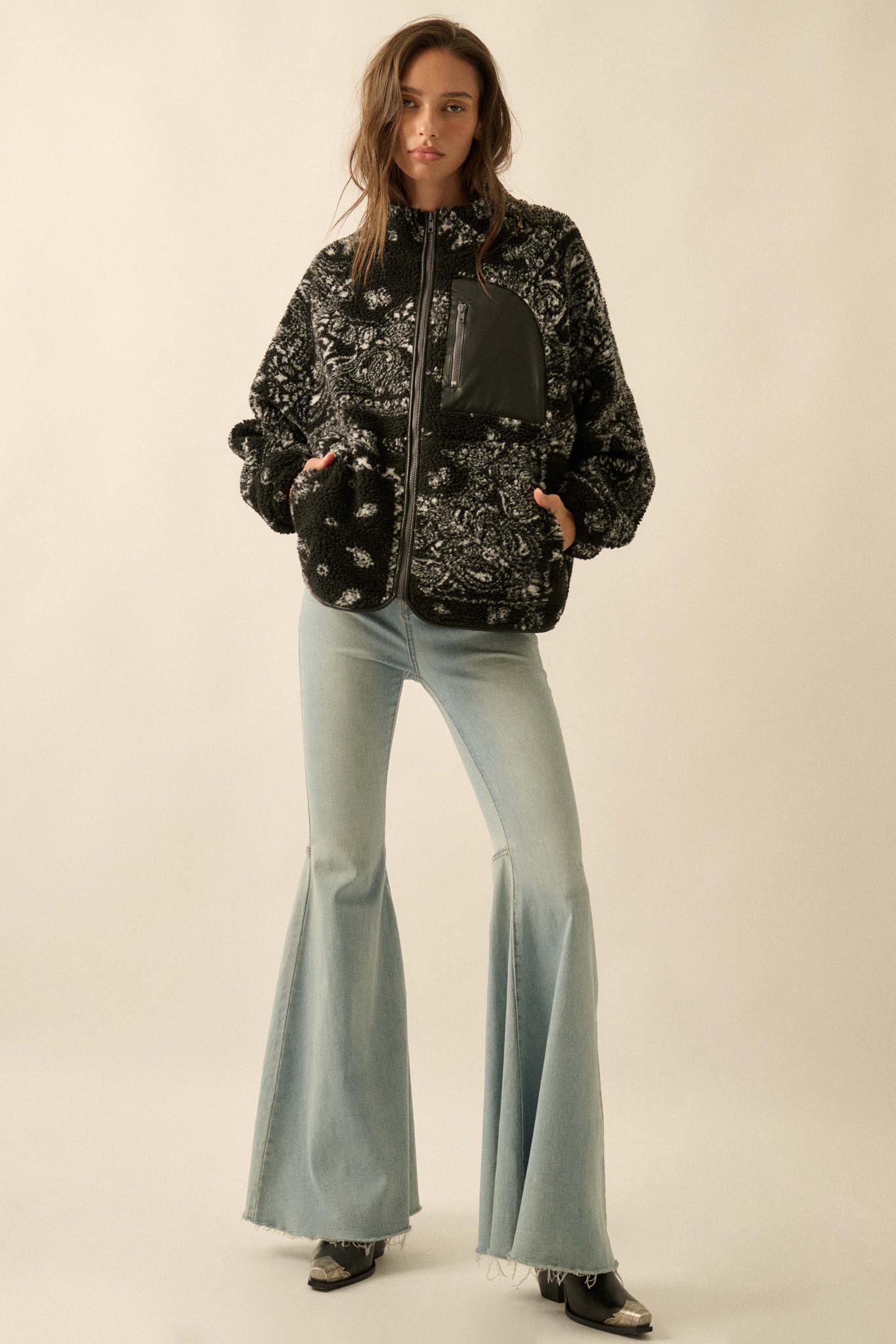 Chasing Dreams Paisley-Print Fleece Zip-Up Jacket - ShopPromesa