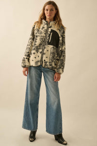 Chasing Dreams Paisley-Print Fleece Zip-Up Jacket - ShopPromesa