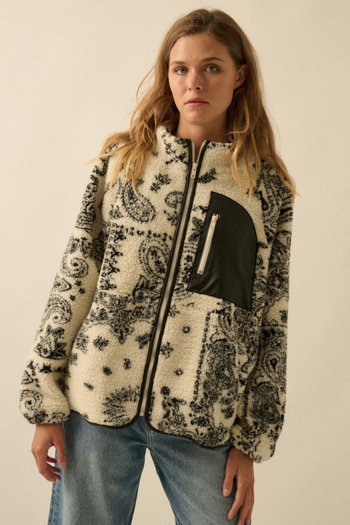 Chasing Dreams Paisley-Print Fleece Zip-Up Jacket - ShopPromesa