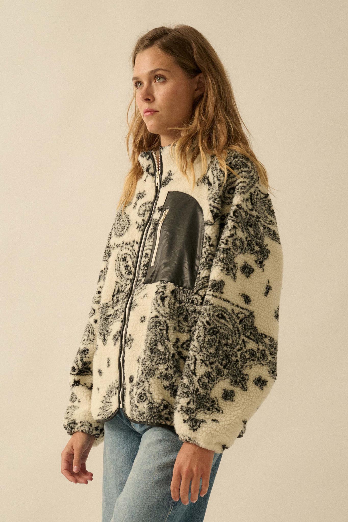 Chasing Dreams Paisley-Print Fleece Zip-Up Jacket - ShopPromesa