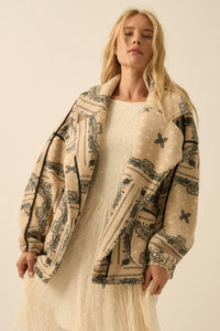 Saddle Song Bandana-Print Fleece Lapel Jacket - ShopPromesa