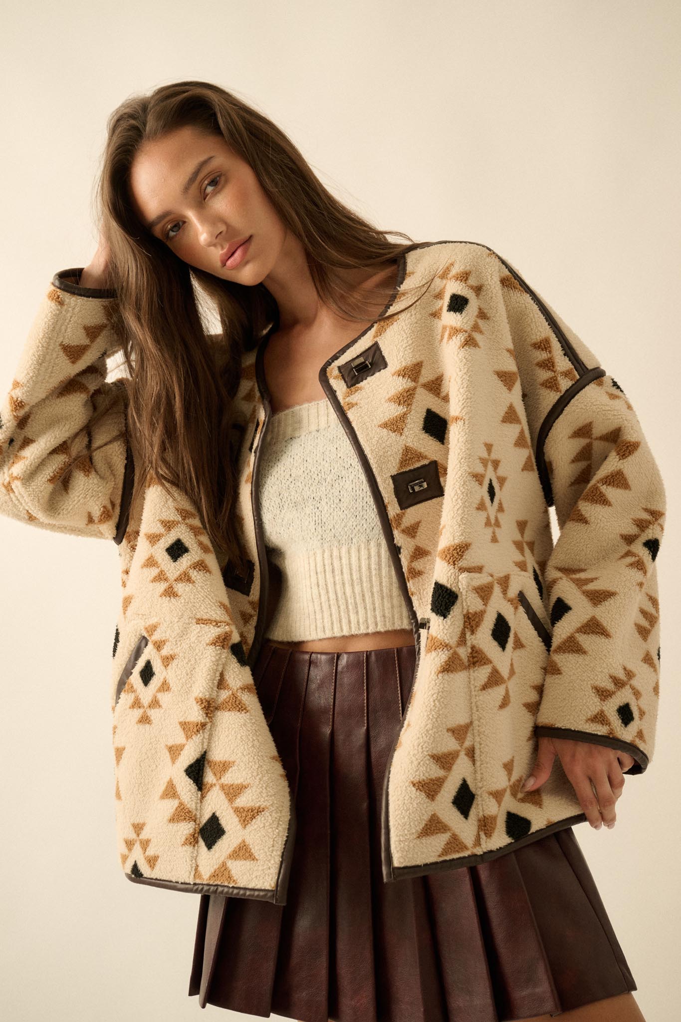 Echo Canyon Geometric-Print Fleece Toggle Jacket - ShopPromesa