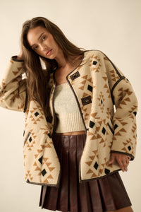 Echo Canyon Geometric-Print Fleece Toggle Jacket - ShopPromesa