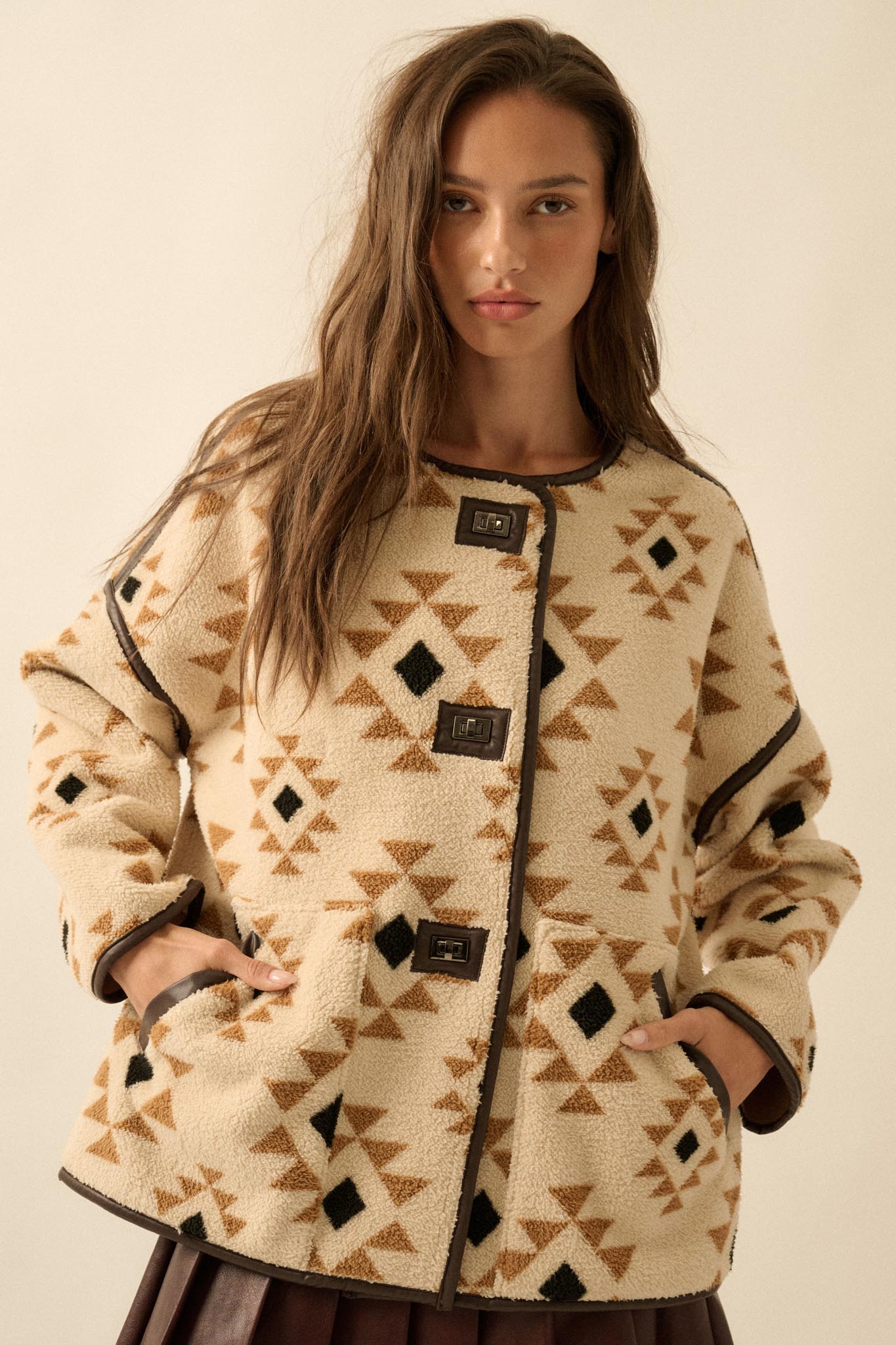 Echo Canyon Geometric-Print Fleece Toggle Jacket - ShopPromesa